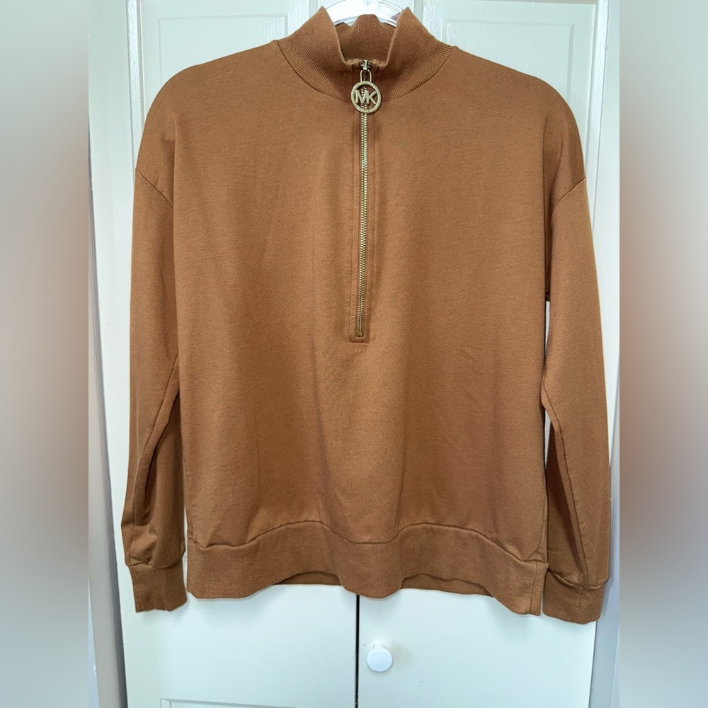 Michael Kors Tan Zip-Up Sweater
